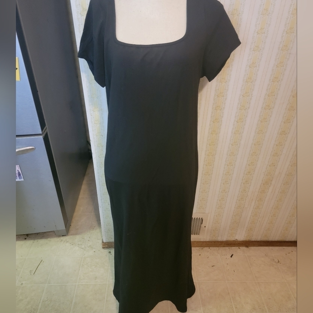 SHEIN Black Sheath Maxi Dress with Square Neck